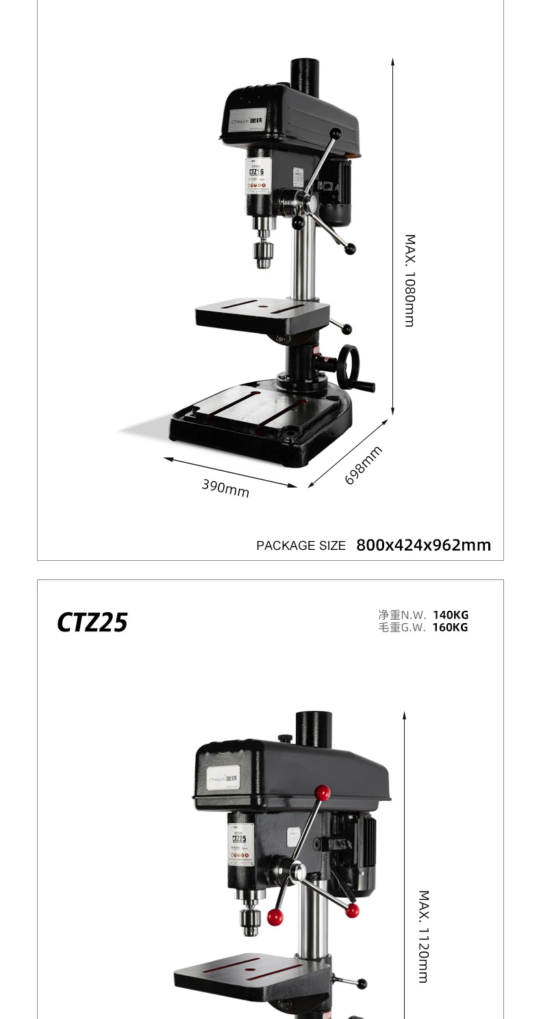 China Newly Design Hot Sale Best Quality Bench Drill Press Table Drilling Machine Mini Drill Press Ctz25